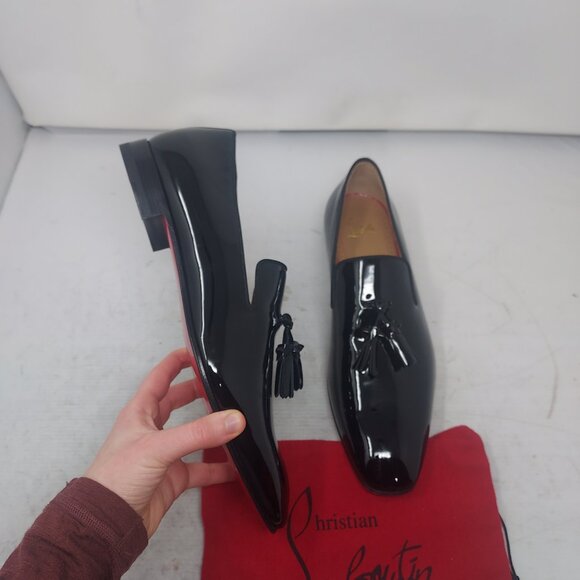 Christian Louboutin MENS Black Patent Dandelion Tassel Loafer - Picture 3 of 10